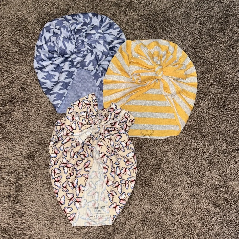 Bunny Knots size small 6-12m baby turban hats bundle!!